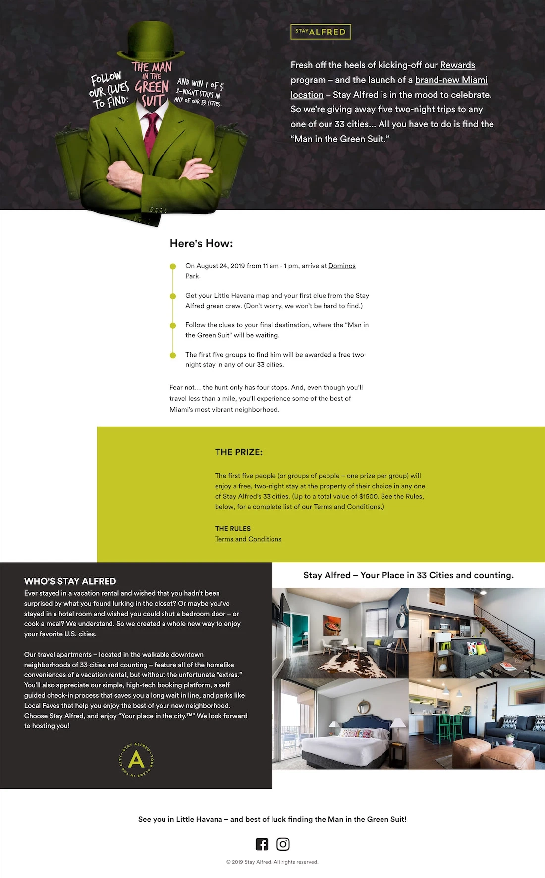 Man in the Green Suit, desktop landing page
