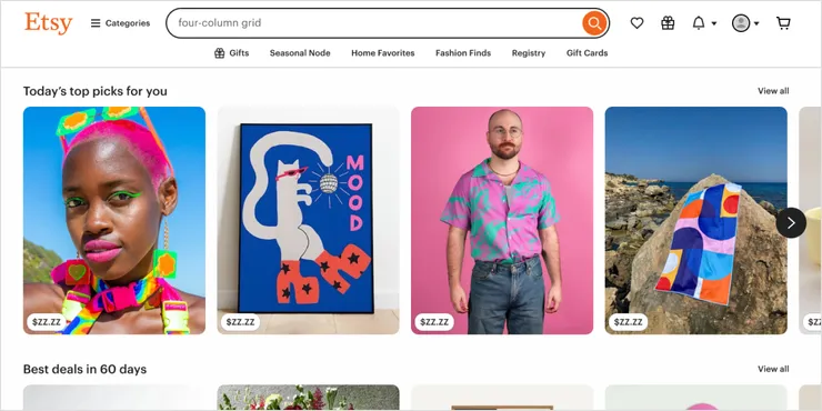 Etsy homepage redesign