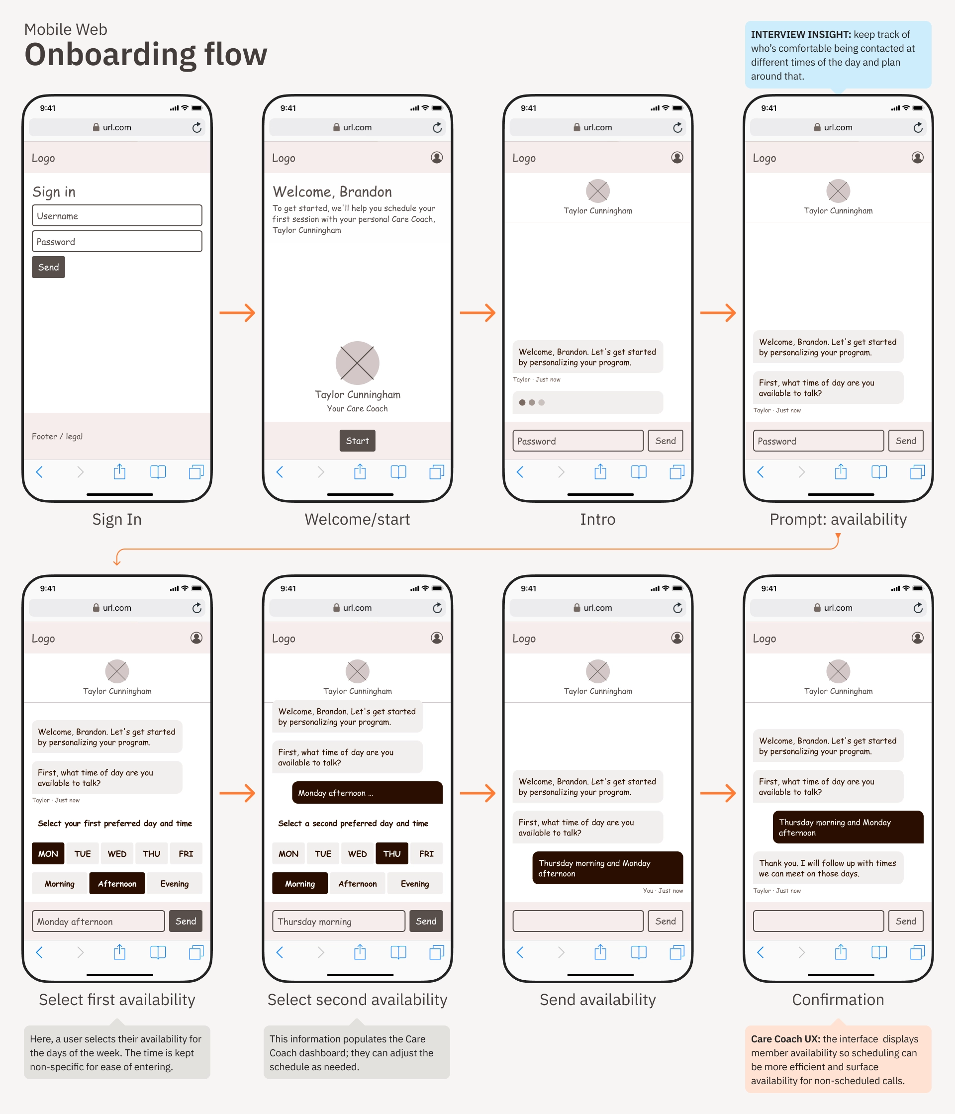Mobile web onboarding flow