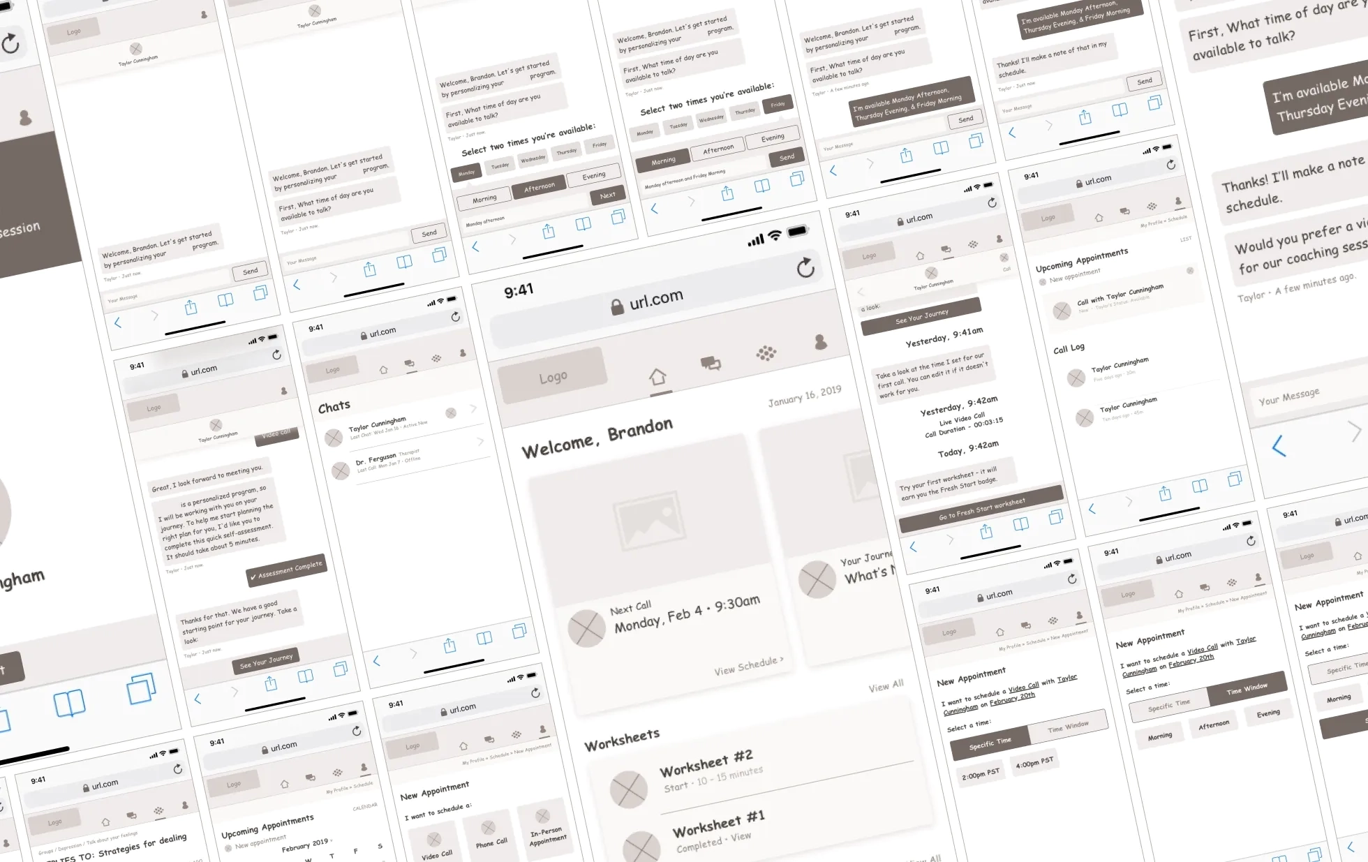 Mobile web wireframes
