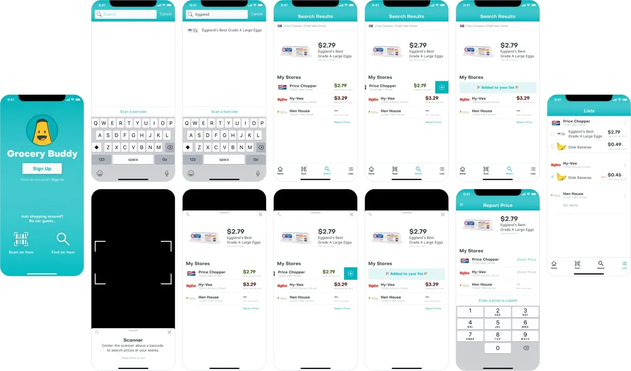 Grocery Buddy App Prototype - Wiring in Figma
