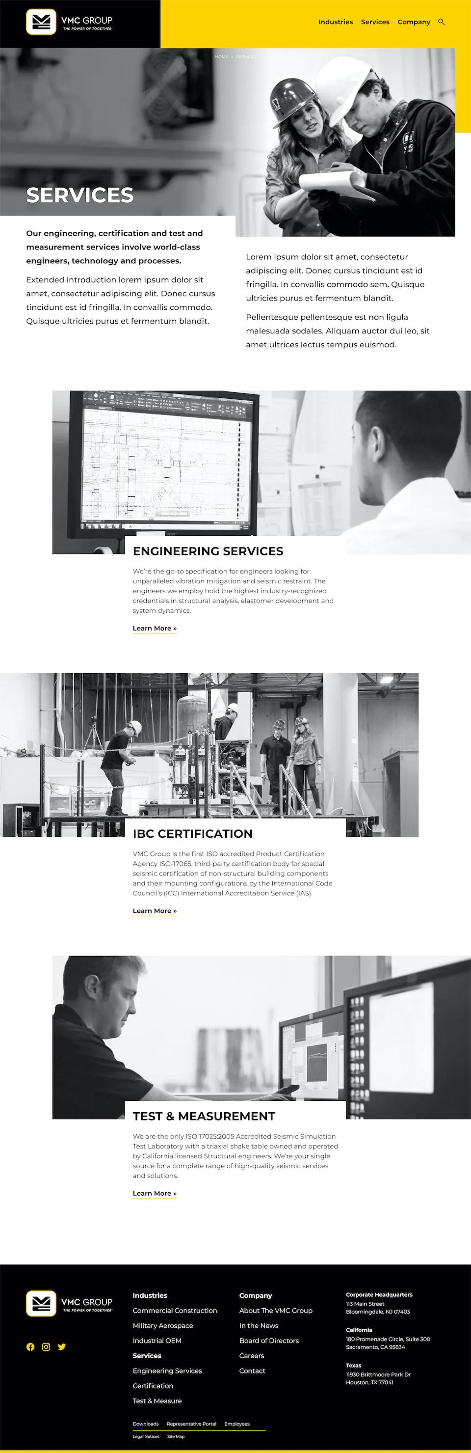 Service page, desktop