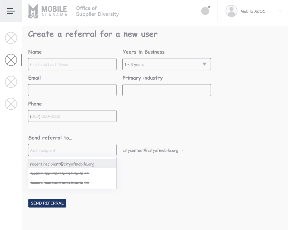 Use flow wireframe, referrals